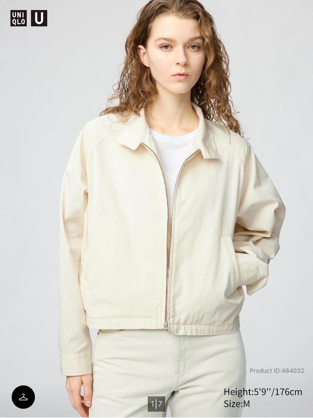 Uniqlo Off-White Cotton Blend Short Blouson NWT